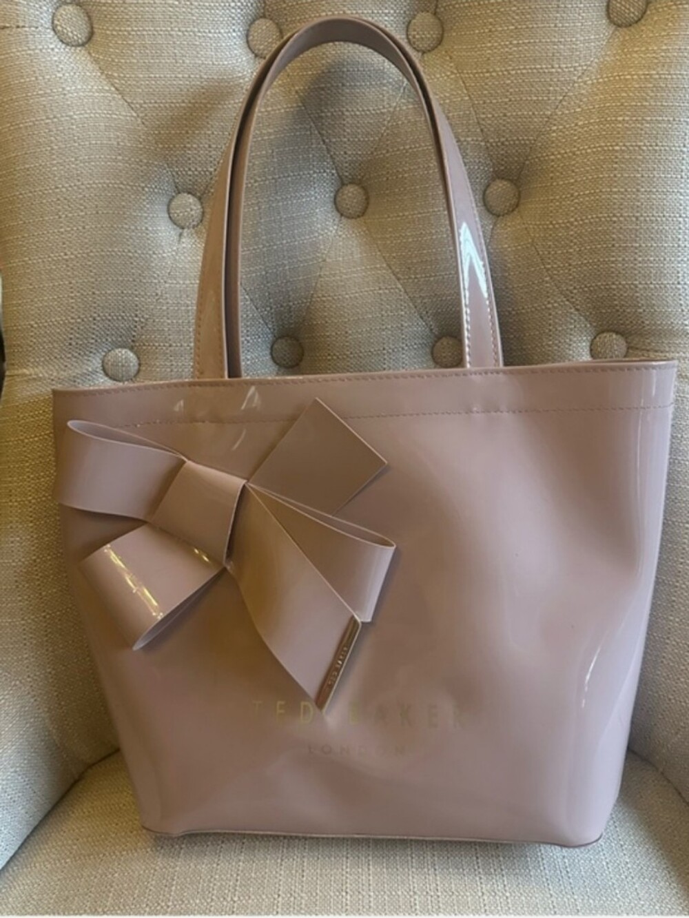 Ted Baker Pink Patent Leather Bow Tote NWOT